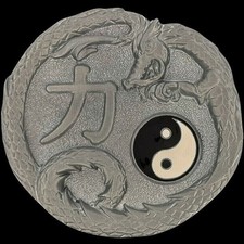 New Dragon Fantasy Yin Yang Chinese Serpent Snake Hippie Art NOS Belt Buckle