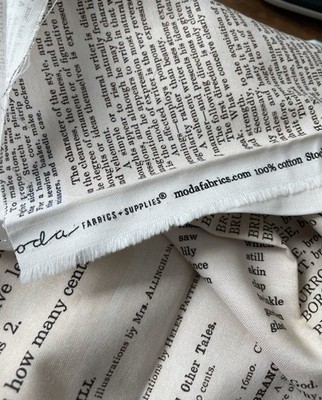 MODA Newspaper Print Text Fabric Parchment 1/2 100% Cotton Med Wght Cotton