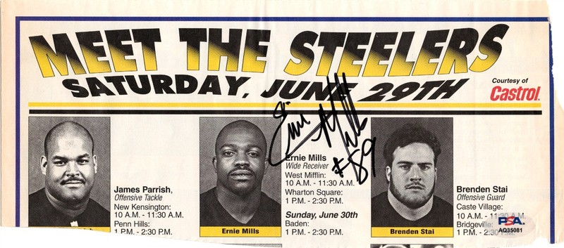 ERNIE MILLS Autographed Cut PSA/DNA STEELERS