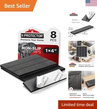 Black Rubber Non-Slip Pads - 8 PCS Adhesive Strips for Stability & Protection