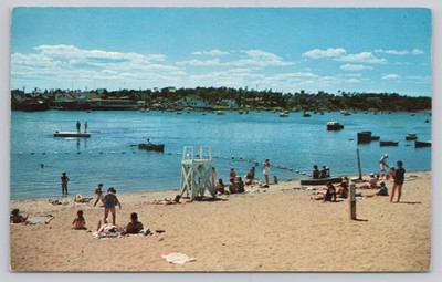 Vintage 1959 Buzzards Bay Beach Cape Cod MA Plastichrome Postcard