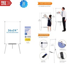 Versatile Portable Whiteboard Easel 36x24 with Hooks  Flipchart Pad Included