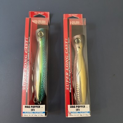 Yo-Zuri Mag Popper Lures Lot of 2 New in Package 6 1/4  Green Mackerel/Bronze