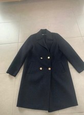 Zara manteau Bleu Marine uni à boutons avec poches manches longues femme S