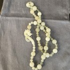 Vintage Chinese Hand Carved Beaded Green Jade Necklace with Dragon Closure 28” — photo 1