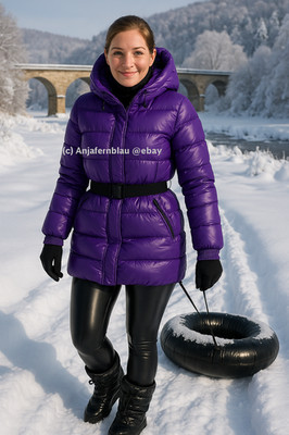 Daunenmantel 38 Benetton Glanzynlon Shinynylon  Puffer Steppmantel