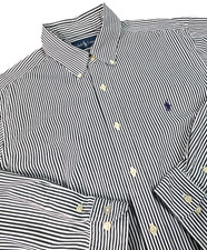 Ralph Lauren Mens Shirt Size 16 1/2 L Blk/Wht Stripe L/S Classic Fit Logo Style