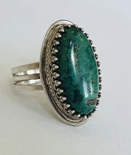 Vintage Sterling Silver 925 Israel Filigree Eilat Cabochon Ring Size 8