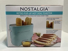 Nostalgia Retro Pop-Up Hot Dog Bun Toaster Coney Maker Aqua Blue Green New