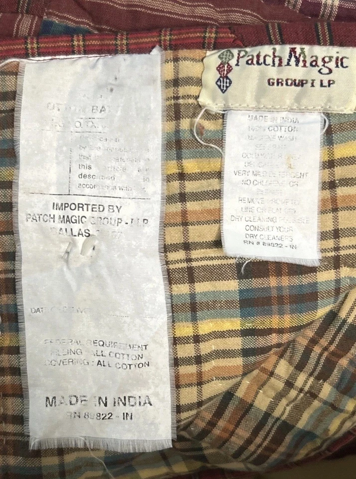 Patch Magic Vintage Plaid Star Quilt Cotton King Size + 2 Standard Shams *Flaw - Image 3 of 4