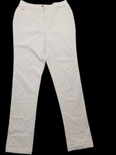 St. John Sport Essentials Monogram Jacquard Pants White Sz 6
