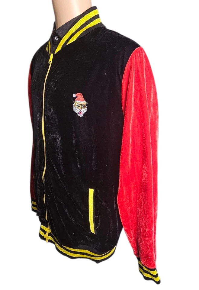 Chándal Holiday Time Feo Navidad Lentejuelas Tigre Negro Terciopelo Para Hombre L  Foto 4 de 4