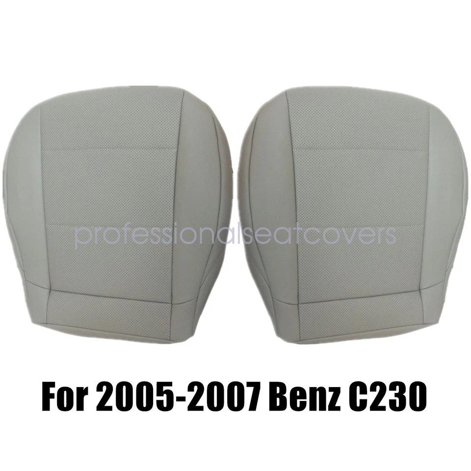For 2005 2006 2007 Mercedes Benz C230 Front Bottom Perf Leather Seat Cover Gray - Image 2 of 4