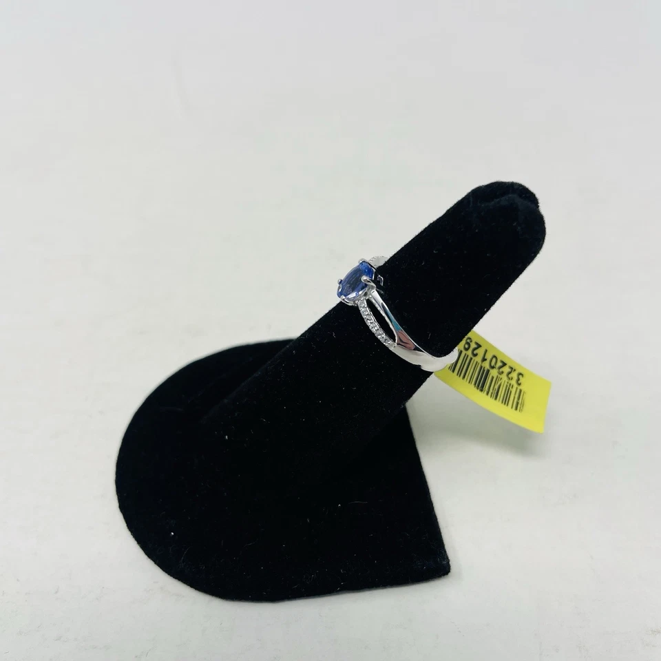 Tanzanite Size 5 Zircon Platinum Over Sterling Silver Split Ring 0.75 cts. 5039 - Image 3 of 4