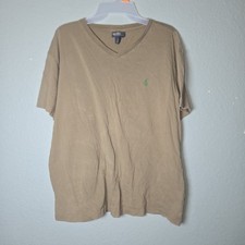 Polo Ralph Lauren Men's sz L T-Shirt V Neck Brown Green Pony Classic Cotton