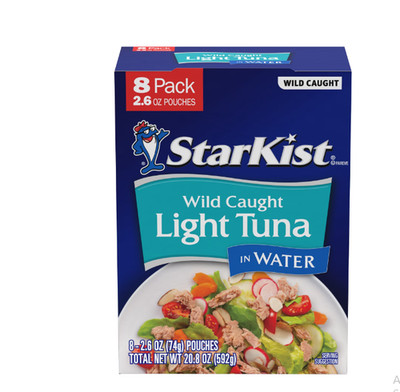 StarKist Chunk Light Tuna in Water, Wild Caught, 17g Protein, 2.6 oz Pouch (8-Pa