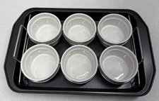 Creme Brulee Making Set - 6 Porcelain Ramekins 6 oz, 304 Stainless Steel Lifting