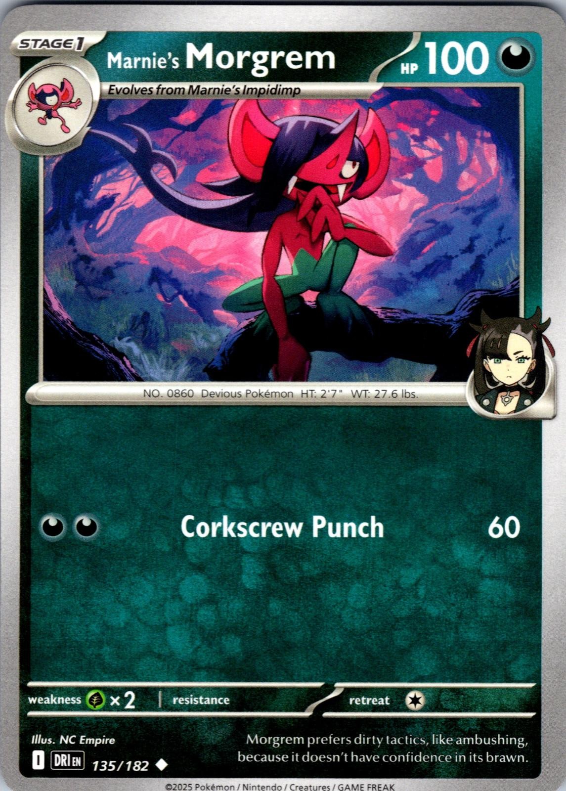 Marnie's Morgrem 135/182 Uncommon Destined Rivals Pokemon Near Mint