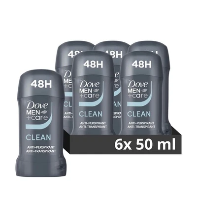 Dove Men+Care Clean Comfort Anti-perspirant Deodorant Stick 50ml Pack of 6 UK