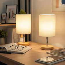Small Table Lamp Set of 2, Bedside Lamp with 3000K Warm LED Bulb Included, Night