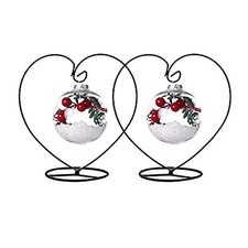 Ornament Display Stand Iron Stand for Hanging Glass Black 2Pcs Heart 