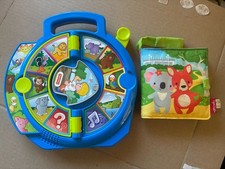 2 BABY TOYS Fisher Price SEE N SAY Animal Sounds + Tiger Tribe SOFT BOOK Lot