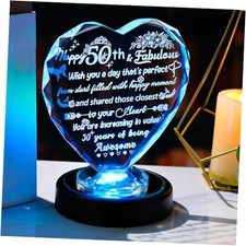 Happy Gifts for Women Her - Crystal Heart Keepsake with Colorful 50th Birthday