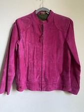 Ruffhew London Hot Pink Seuede Leather Jacket Coat Size M 10