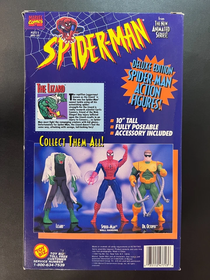 Figura de acción Posable de lujo ToyBiz Marvel Comics Spider-Man The Lizard 1994 Foto 3 de 4