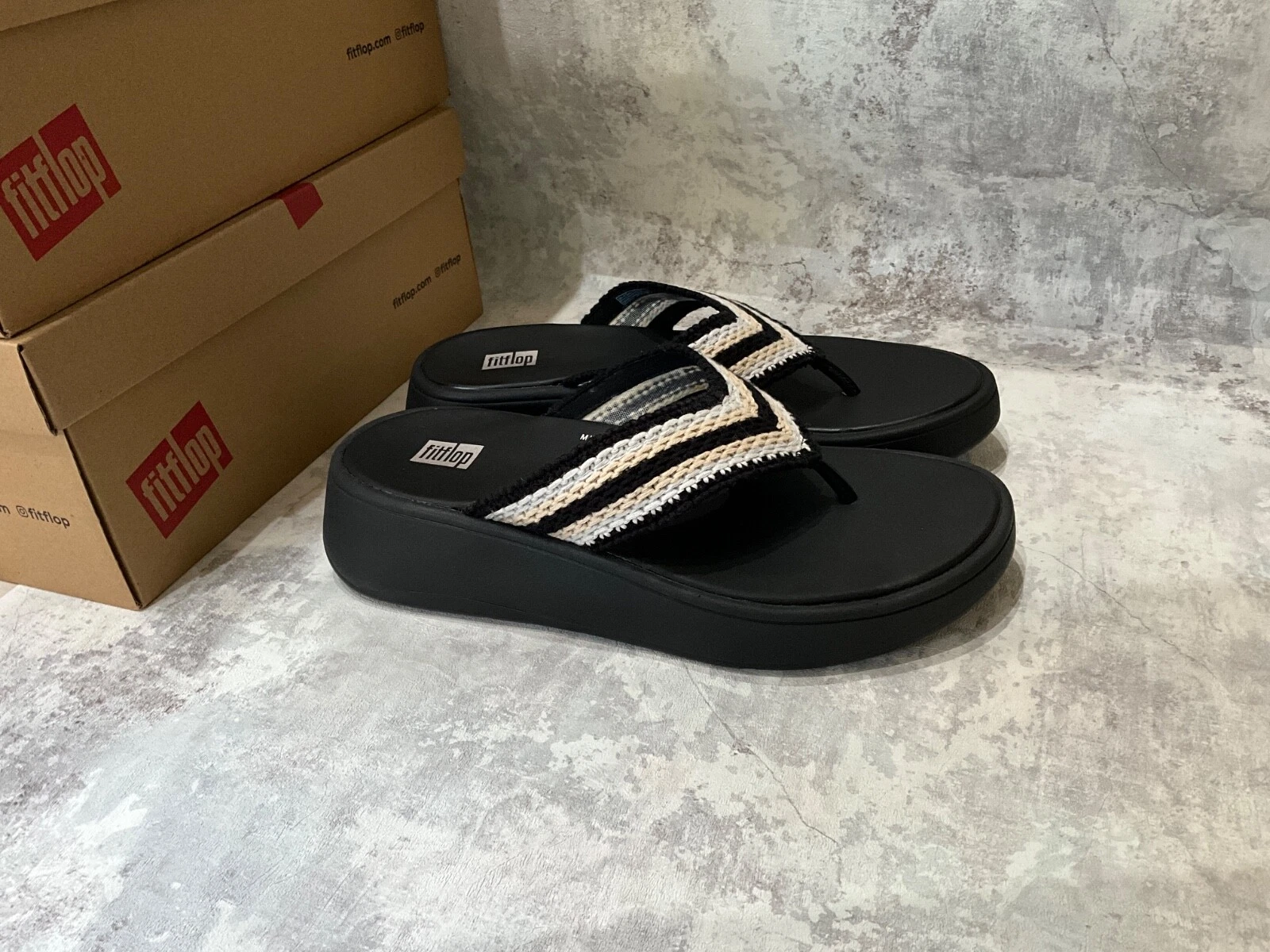 FITFLOPS WOMENS BEACH TOE POST COTTON LEATHER SUMMERS SANDALS