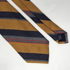 BERGDORF GOODMAN ALTEA MILANO SILK TIE BLUE ORANGE GRAY REPP STRIPE 3.5" X 60"