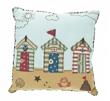 Beach Hut Filled Cushion Choice of sizes 100% Cotton Coastal Home Decor - Picture 6 of 7