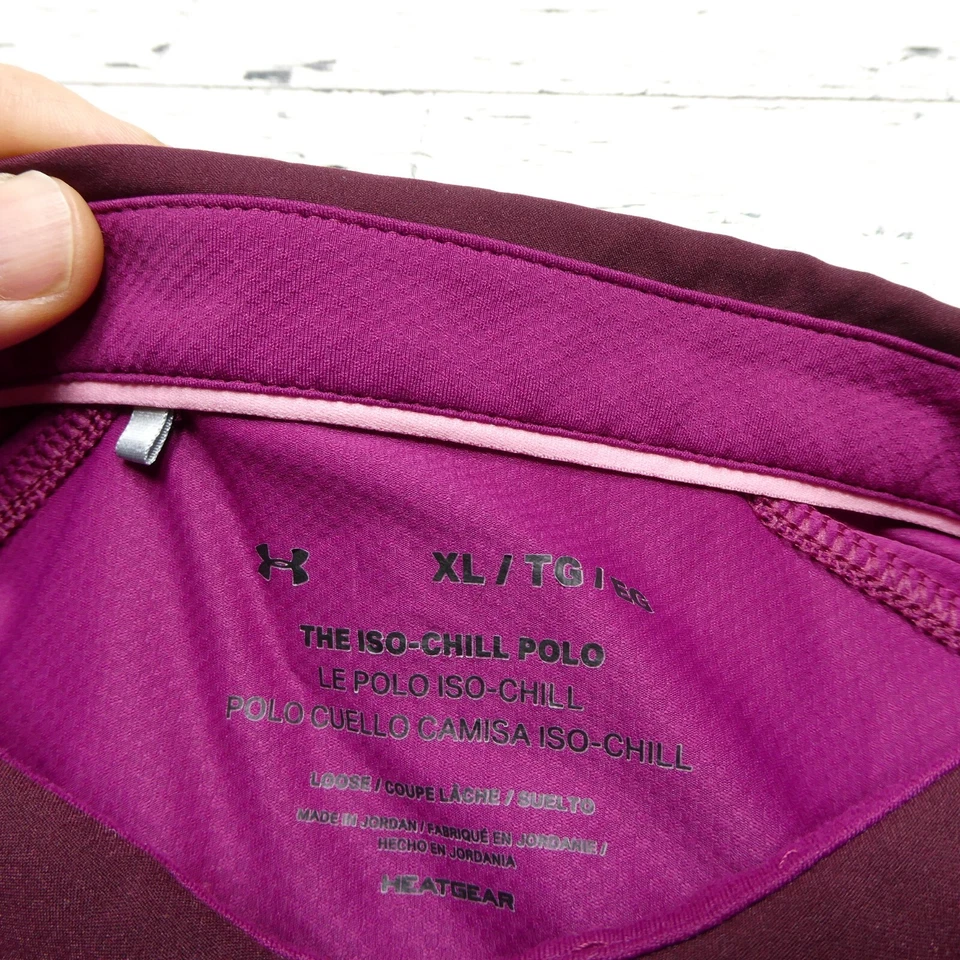 Camisa Polo Under Armour Iso-Chill Para Hombres XL Púrpura Rosa Poliéster Elastizada Golf Foto 3 de 4