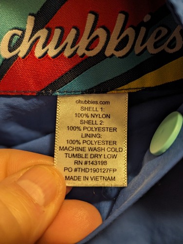 Chubbies Men's Medium Reversible Blue Long Sleeved Pullover 1/4 Zip/Snap Jacket - Picture 7 of 18