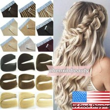 Seamless Tape in Hair Extensions Skin Weft Remy Human Hair Highlight OmbreBlonde