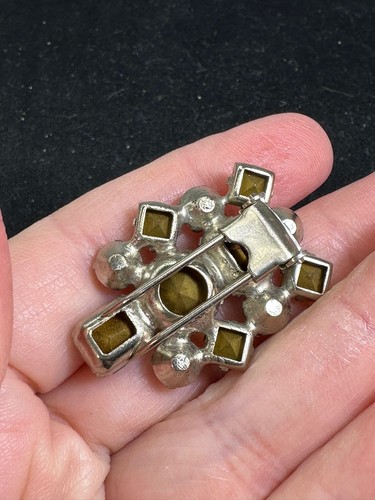 Scarf Slide Shoe Clip Clear Rhinestone Vintage Silver M-6956 - 第 2/3 張圖片