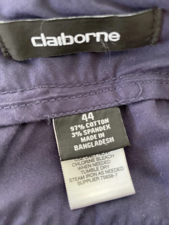 Pantalones Cortos Claiborne Hombre Frente Plano Talla 44-11” Entrepierna-Azul Marino/Gris Cuadros Foto 4 de 4