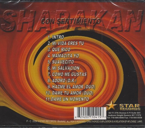 Con Sentimiento By Shabakan [CD, 2004, 5 Star Records, Digipak Case] - Picture 2 of 2