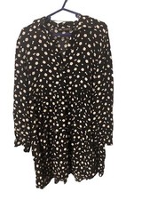 Zara Women's Size Medium Floral Flowing Mini Dress, Button Front, Long Sleeve