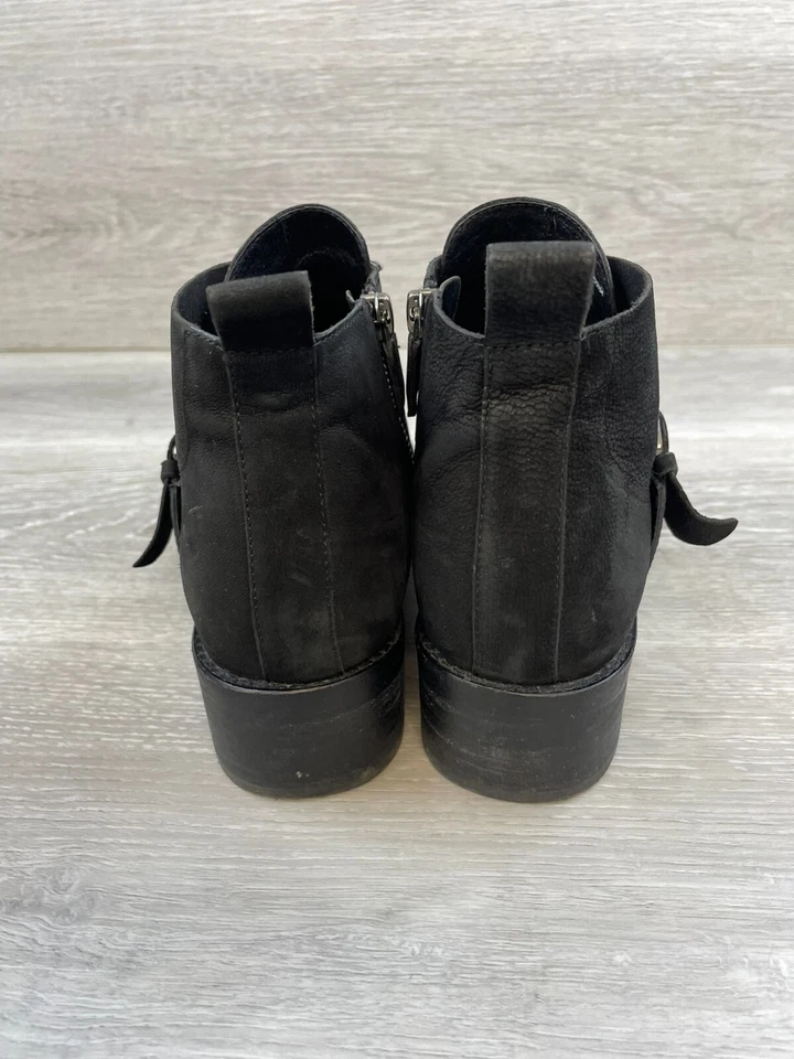 Eileen Fisher Savoy Mujer Botín Tobillo Motociclista Cremallera Lateral Cuero 7.5 Negro Zapatos Foto 4 de 4