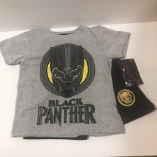 MARVEL BLACK PANTHER 2 PIECE SET TOP  SHORTS BOYS SIZE 4 NWT