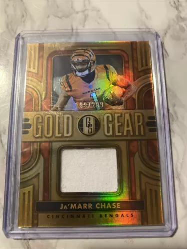 2023 Panini Gold Standard #GG-JC Ja'Marr Chase Gold Gear Patch #'d /299