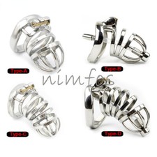 Stainless Steel Male Chastity Device Metal Cage Hinged Ring Men Locking Belt