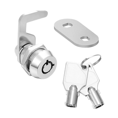 Tool Box Lock Cylinder Tubular Camlock 90 Degree Hook Cam Replacement-Lock +Keys