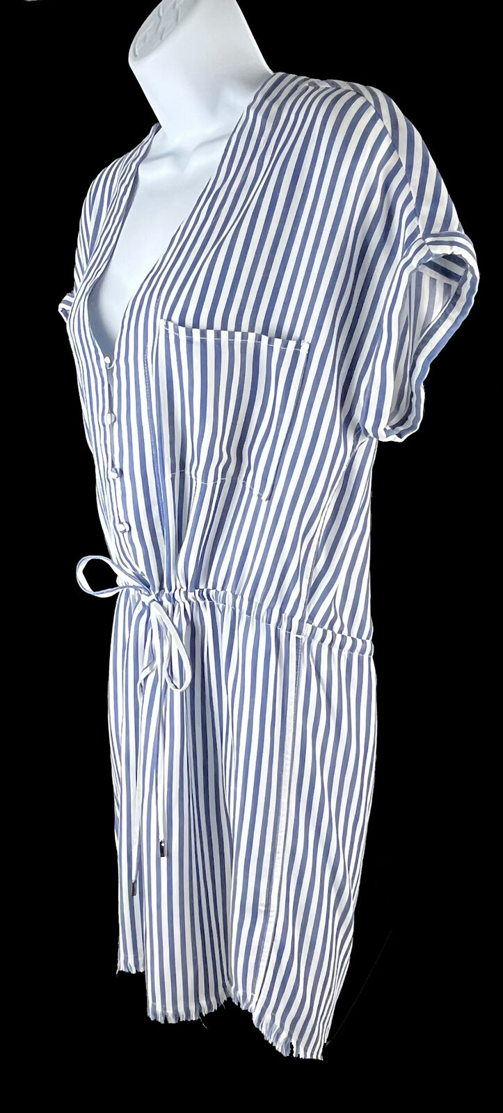 Women's Paige Haidee Blue Striped Drawstring Shif… - image 4