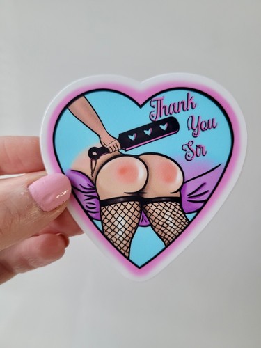 Thank You Sir Sticker – Kinky NSFW Spanking Bum Butt Art – BDSM Fetish Vinyl - 第 1/4 張圖片