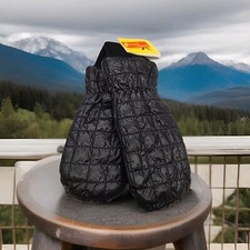 Kids All in Motion Winter Black Puffer Mittens and Hat Size 8-14