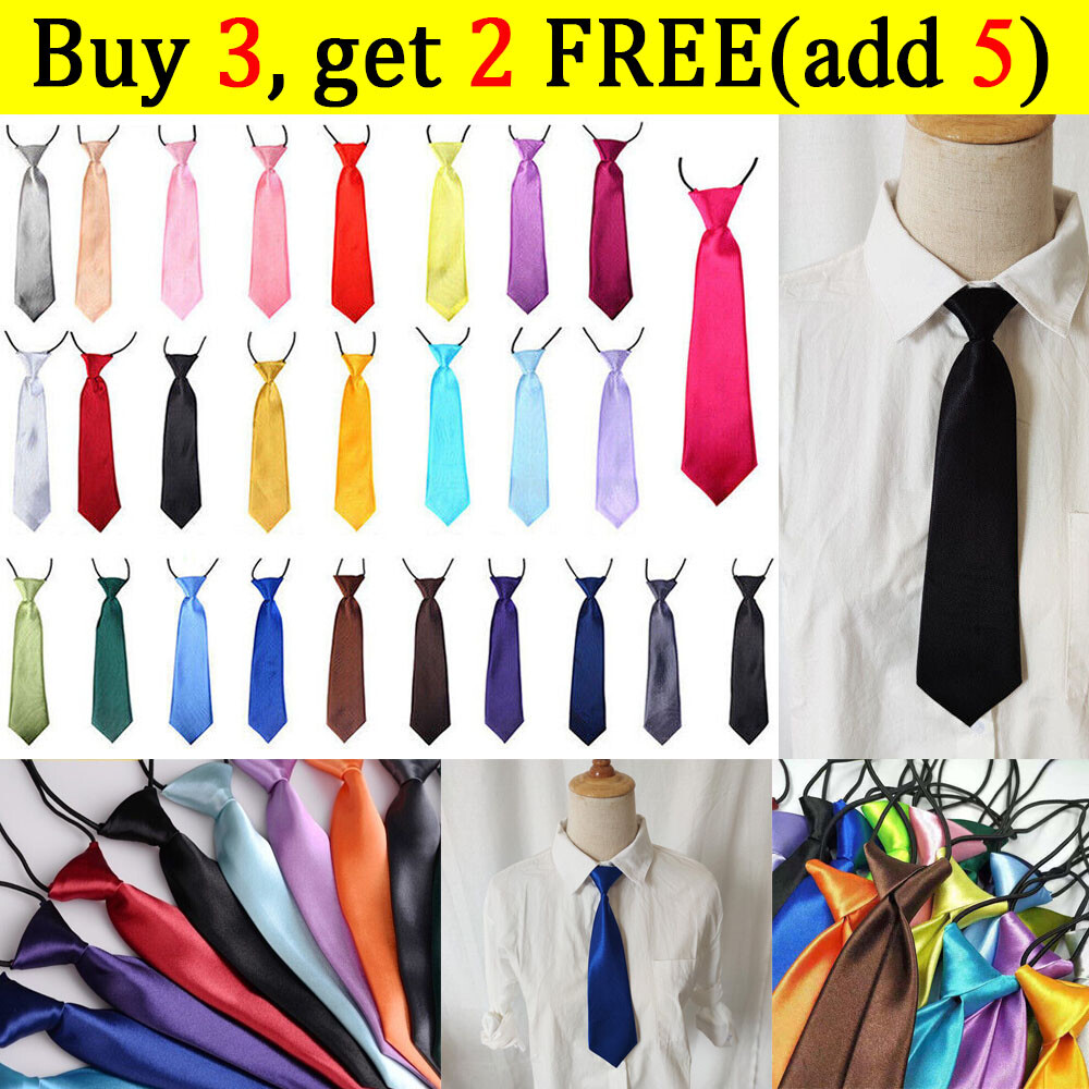 Classic Girls Boys Satin Elastic Neck Tie Wedding Prom Children