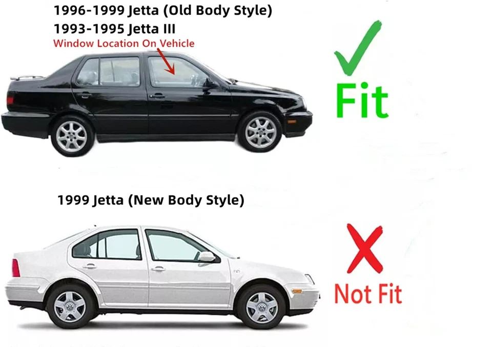 Fit 1993-1999 Volkswagen Golf & Jetta 4 Door Driver Left Front Door Window Glass Foto 3 de 4