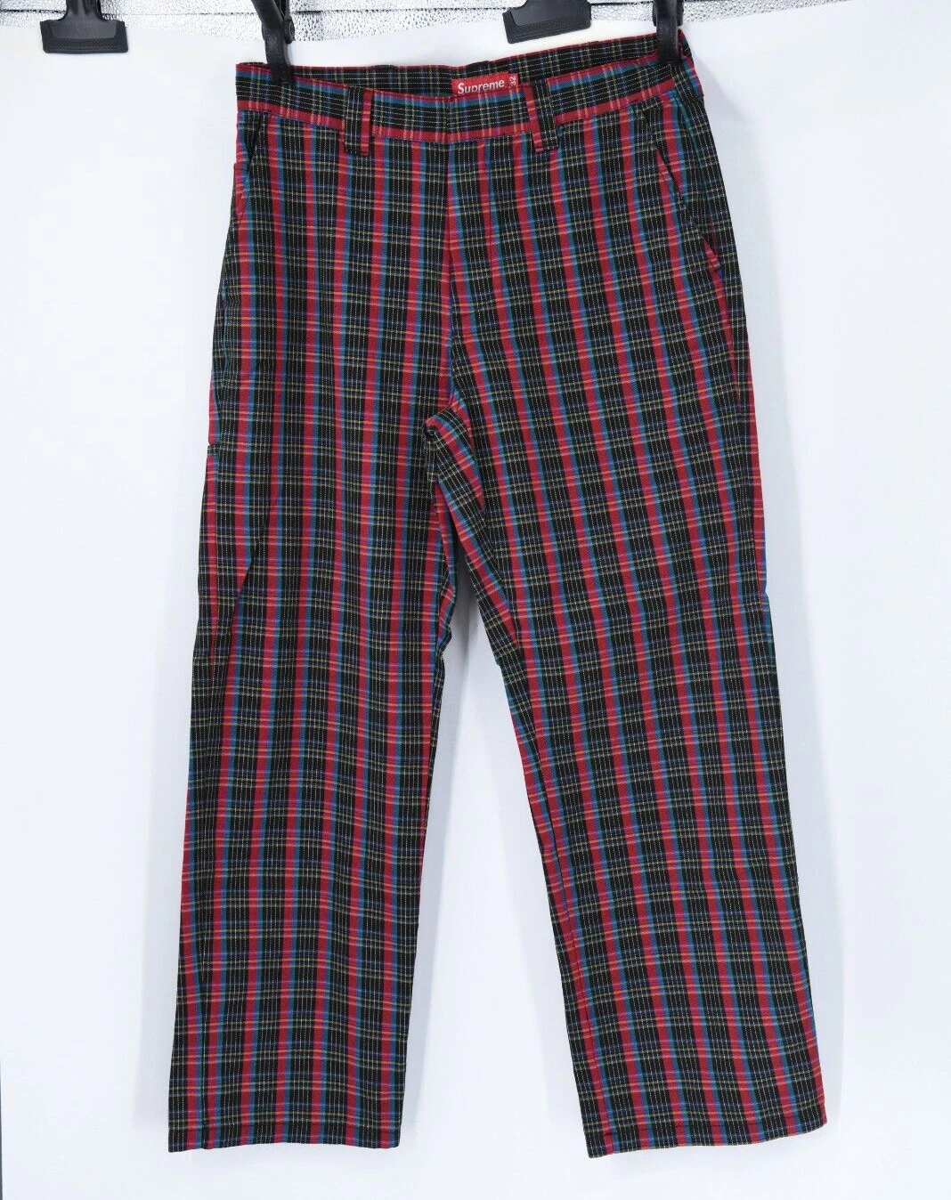 Pantalon de travail à carreaux SUPREME   Rouge SS23 homme taille 32 sergé   Neuf avec étiquettes